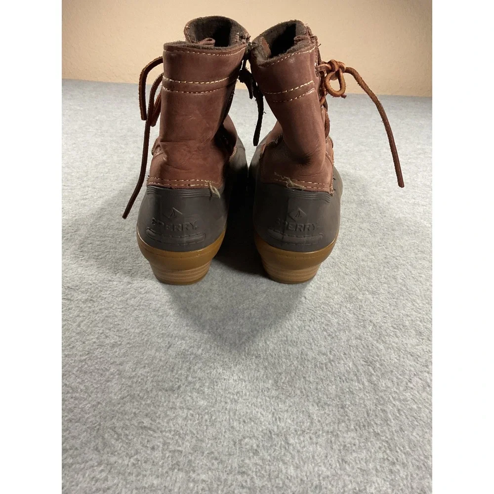 Sperry Saltwater Brown Leather Duck Boots Womens 8 M STS80770 Ankle Rain Boots